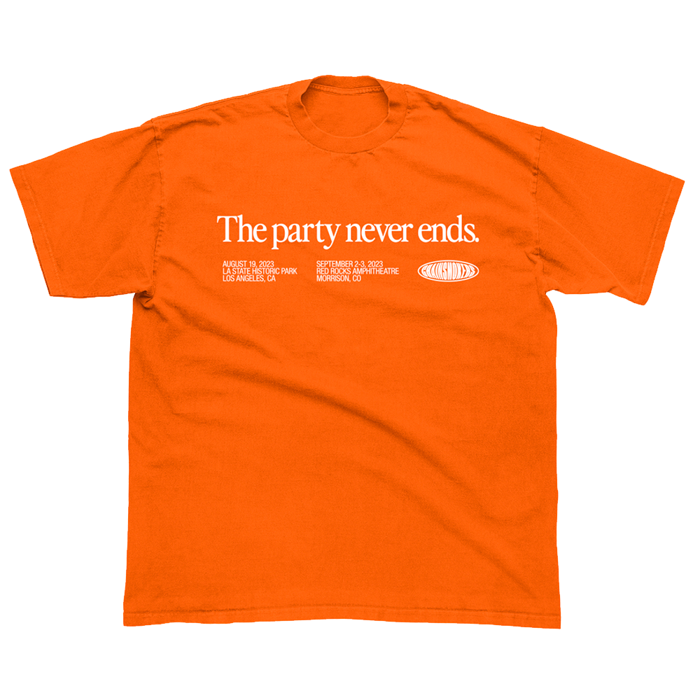 The Party Never Ends Orange Tee