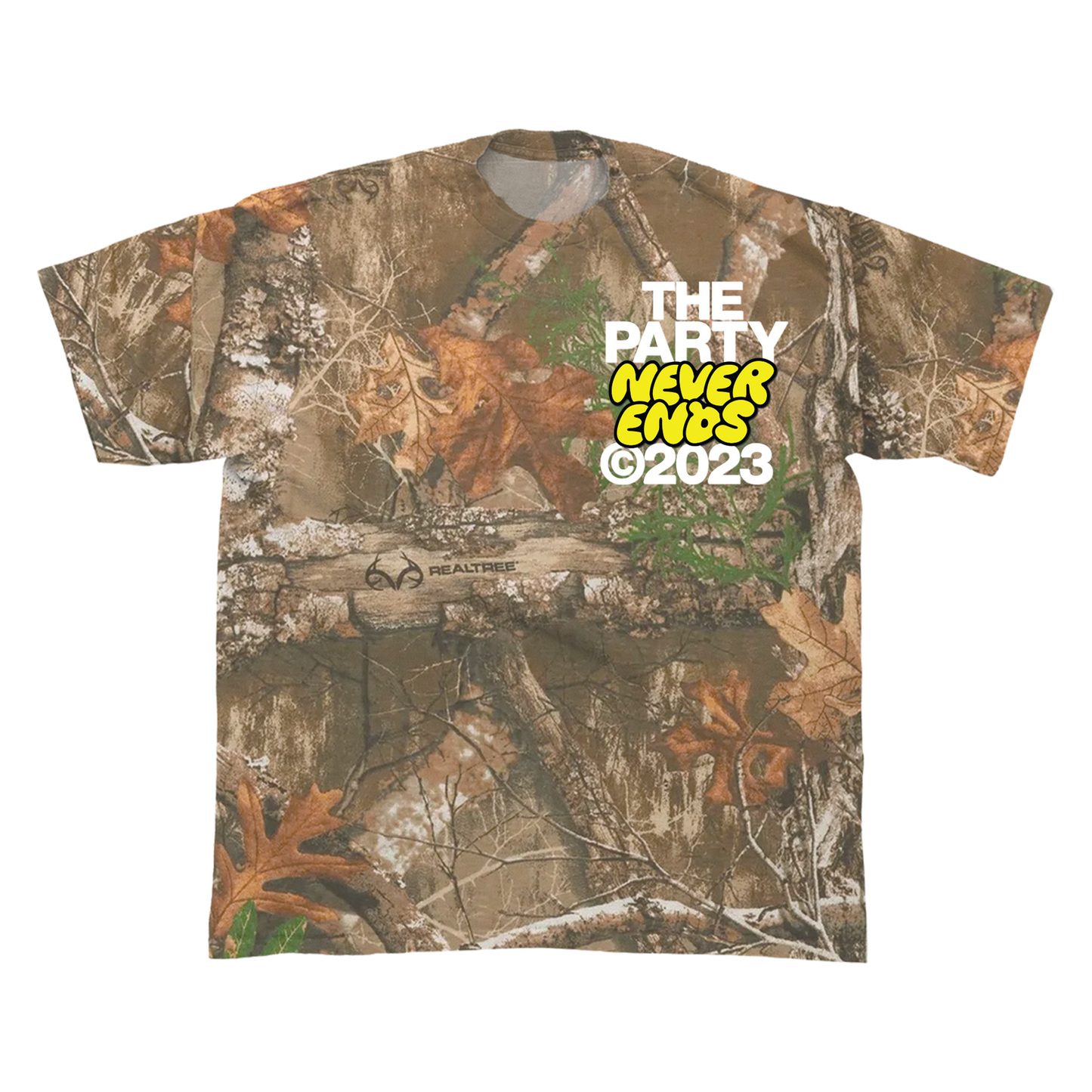 The Party Never Ends Real Tree Camo Tee