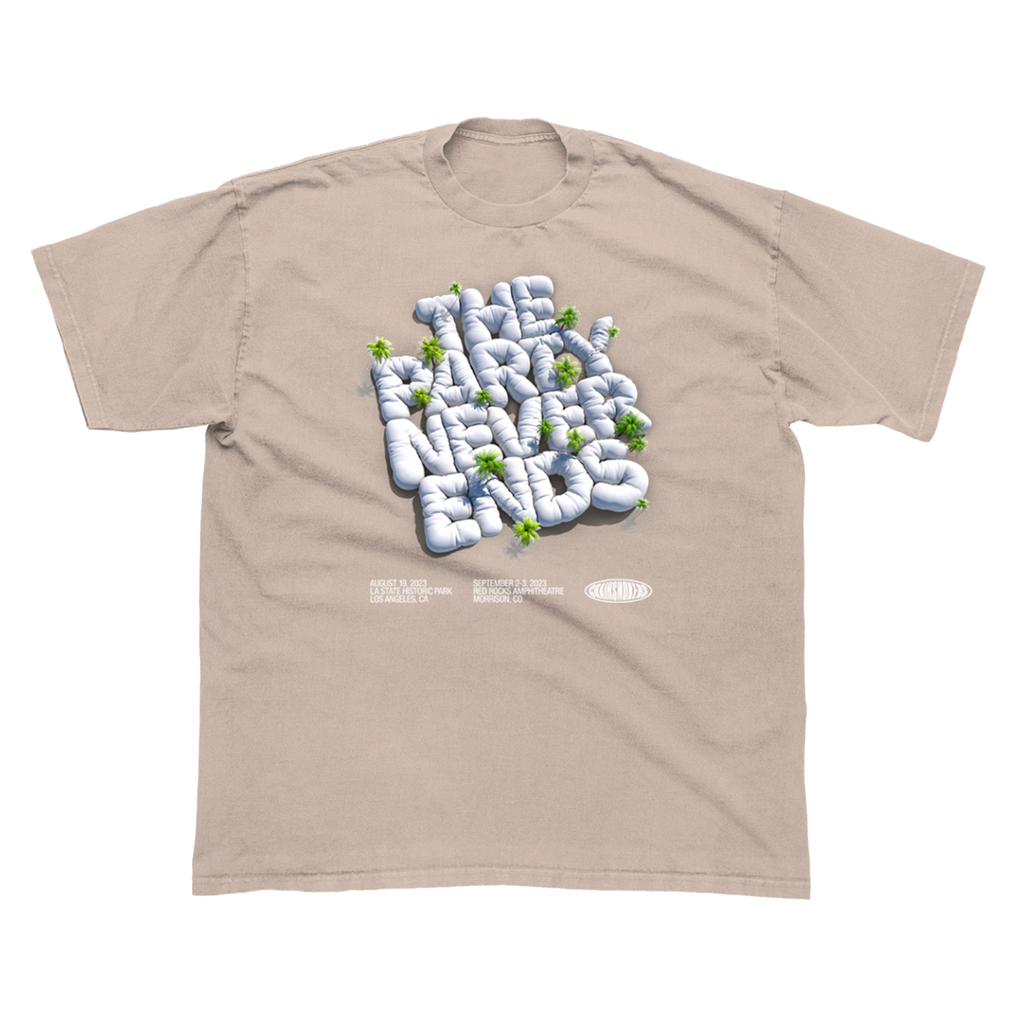 The Party Never Ends Tan Tee