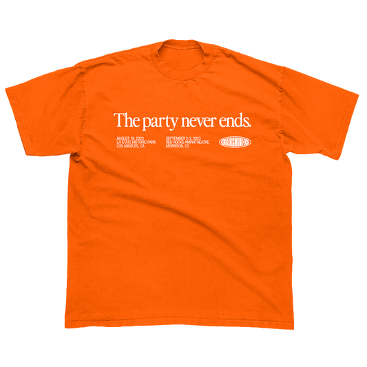 The Party Never Ends Tee - Orange