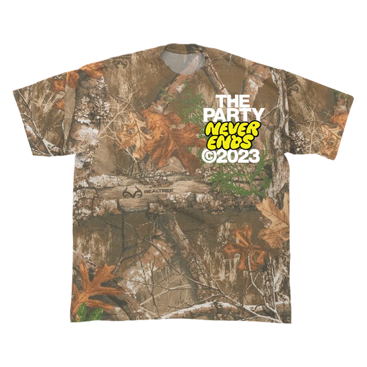 The Party Never Ends - Real Tree Camo Tee