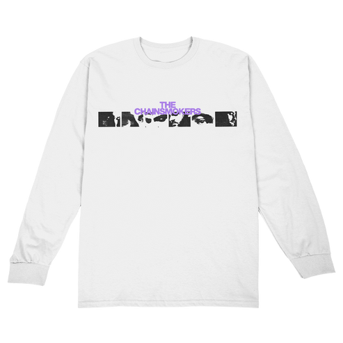 Face grid white long sleeve tee The Chainsmokers